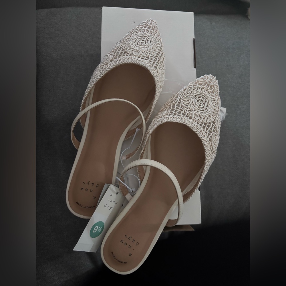 a new day Cream Lace Flats